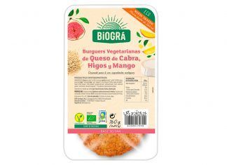 Burguers vegetarianas de queso de cabra, higos y mango, de Biográ