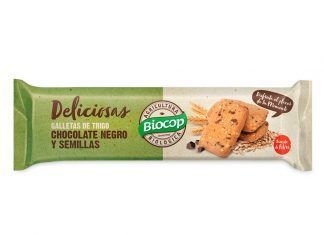 Galletas Deliciosas de trigo y chocolate negro con semillas, de Biocop