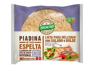 Piadina de trigo Espelta 50% integral Lino-Amapola 225g, de Biocop