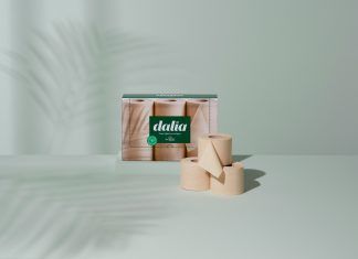 Caja de 6 rollos ultra largos de papel higiénico sin blanquear, de Dalia